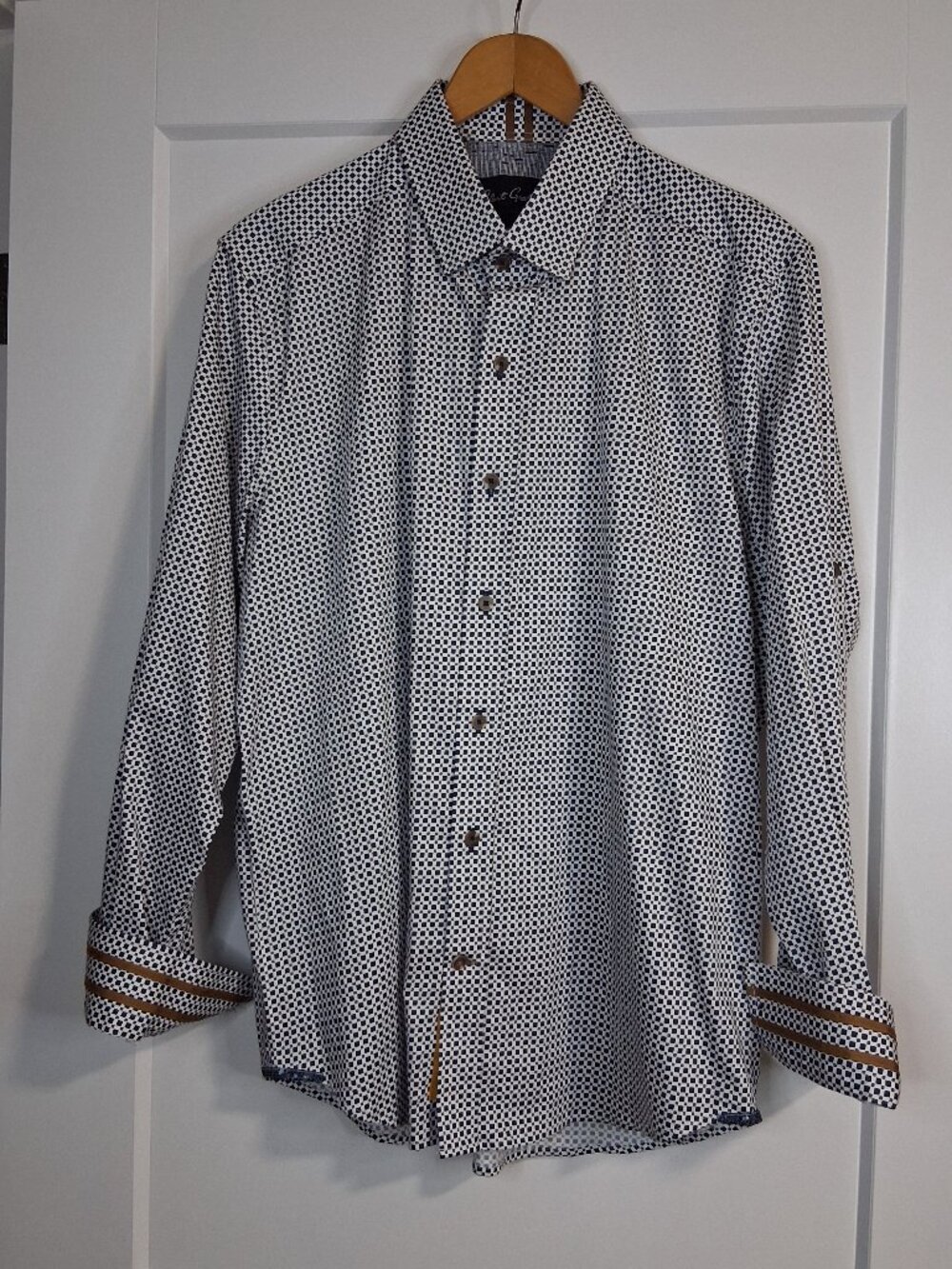 Robert Graham Shirt Mens Large Flip Cuff Geometric Pattern Long Sleeve Button Up